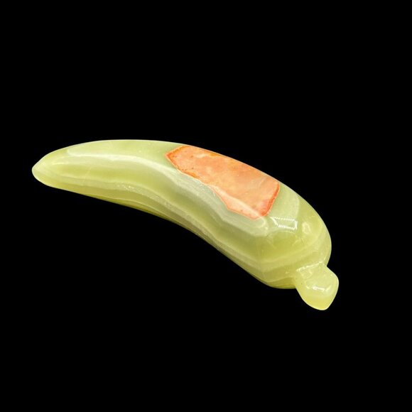 Vintage Banana Shaped PaperweightPpolished Onyx Stone Beautiful Look Green Brown - Picture 2 of 8